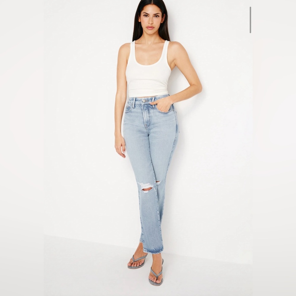 Good American Light Blue Straight Leg Jeans